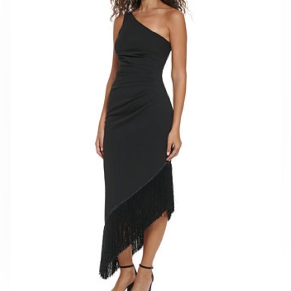 VINCE CAMUTO High-Low Fringe-Hem Midi Dress - Picture 1 of 16